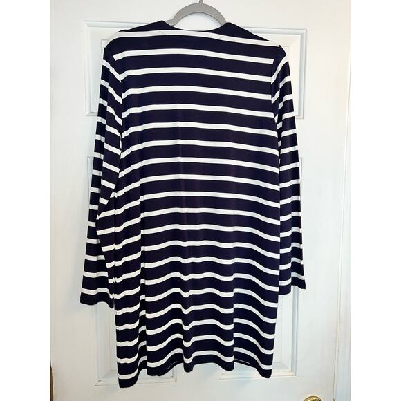 J. Jill knit Navy Blue white stripe two front pockets - size Large - Picture 2 of 6